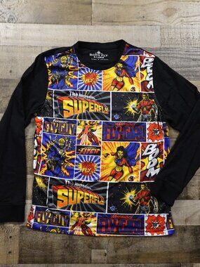 Born Fly Superhero Comic Graphic Shirt Men’s XL Black Long Sleeve Streetwear